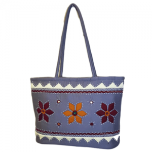 Attractive light blue bag with flowers